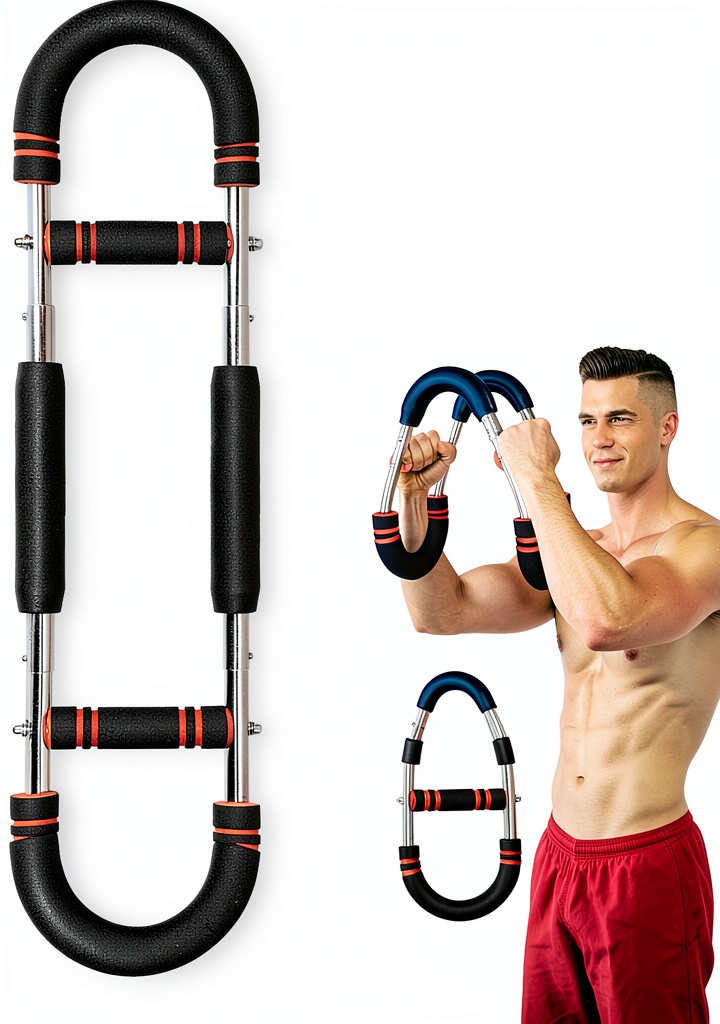 LuxUltra Arm Trainer and Grip Strengthener set displayed on a workout mat