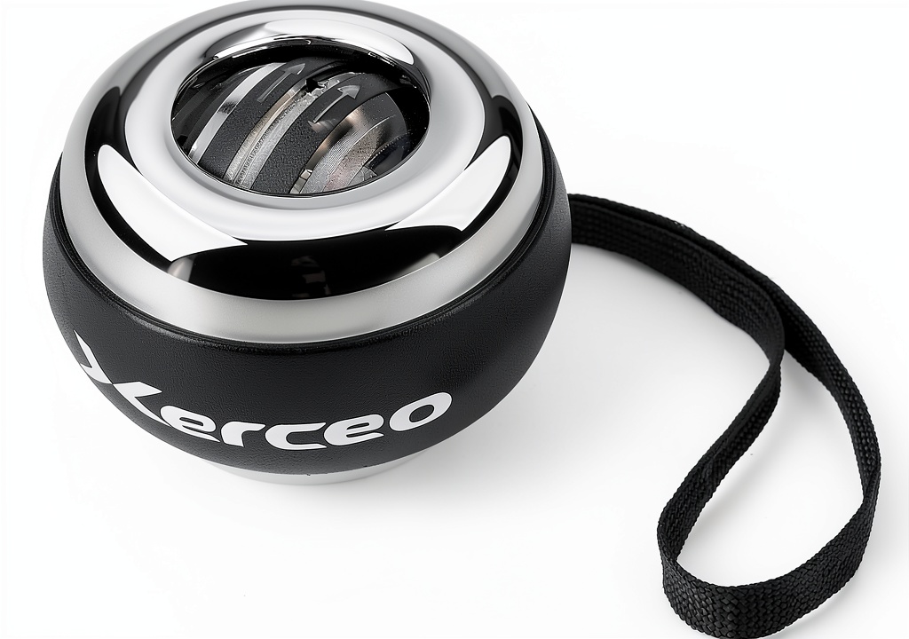 Xerceo wrist strengthener in use, showing all-metal design and ergonomic grip