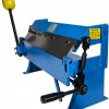Erie Tools Heavy-Duty 24" Pan and Box Brake w Adjustable Fingers 16-Gauge Steel/Aluminum Capacity 0–135° Bend Range Bench Mount Sheet Metal Brake for Fabrication and Bending-0